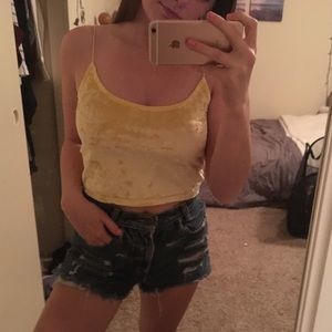 Yellow velvet crop top from H&M